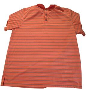 IZOD Golf Performance Polo Shirt Mens XLT Orange Striped Short Sleeve Athletic